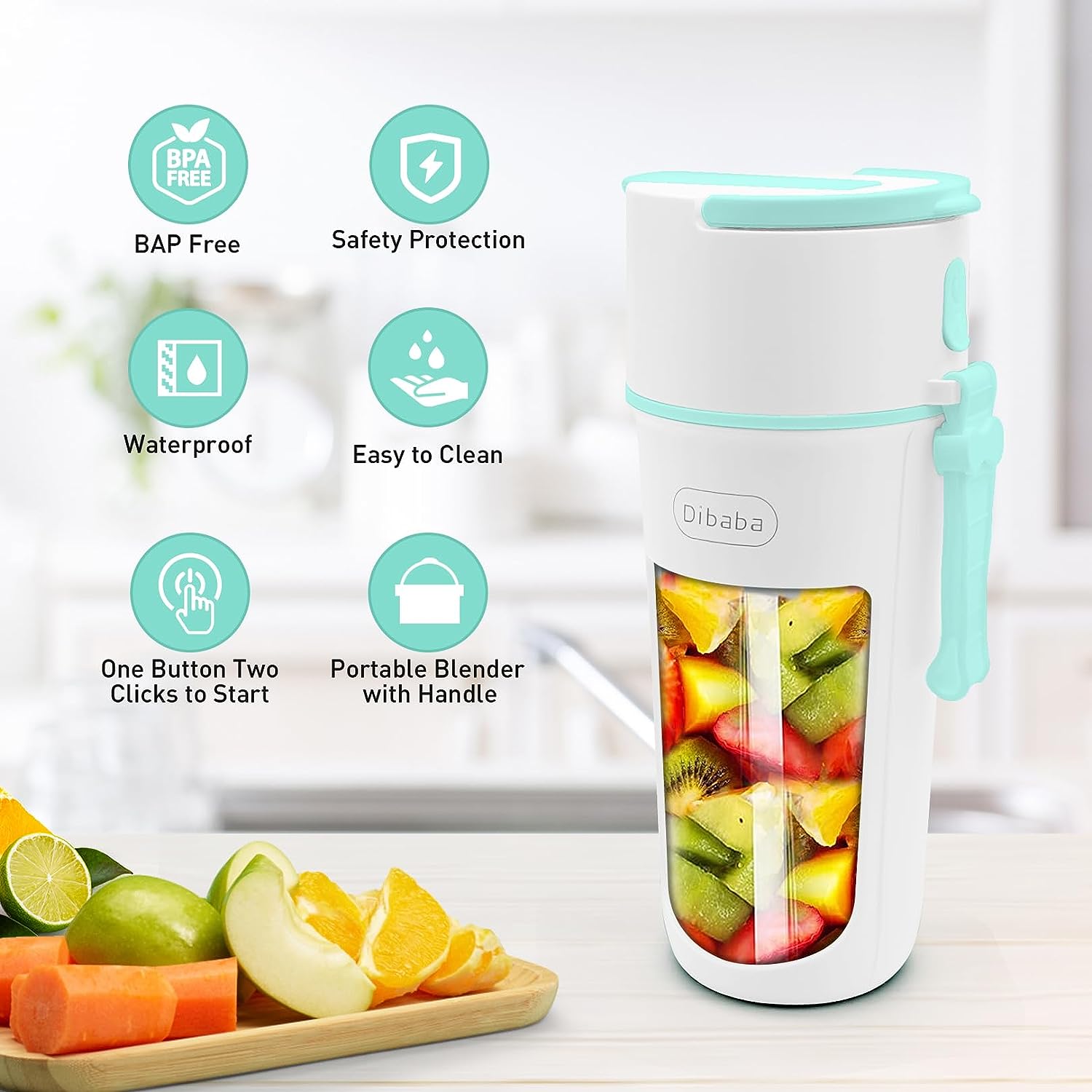 Portable Blender, personal Blender For Shakes and Smoothies, Personal Blender USB Rechargeable, Fresh Juice Blender With 10 Blades White