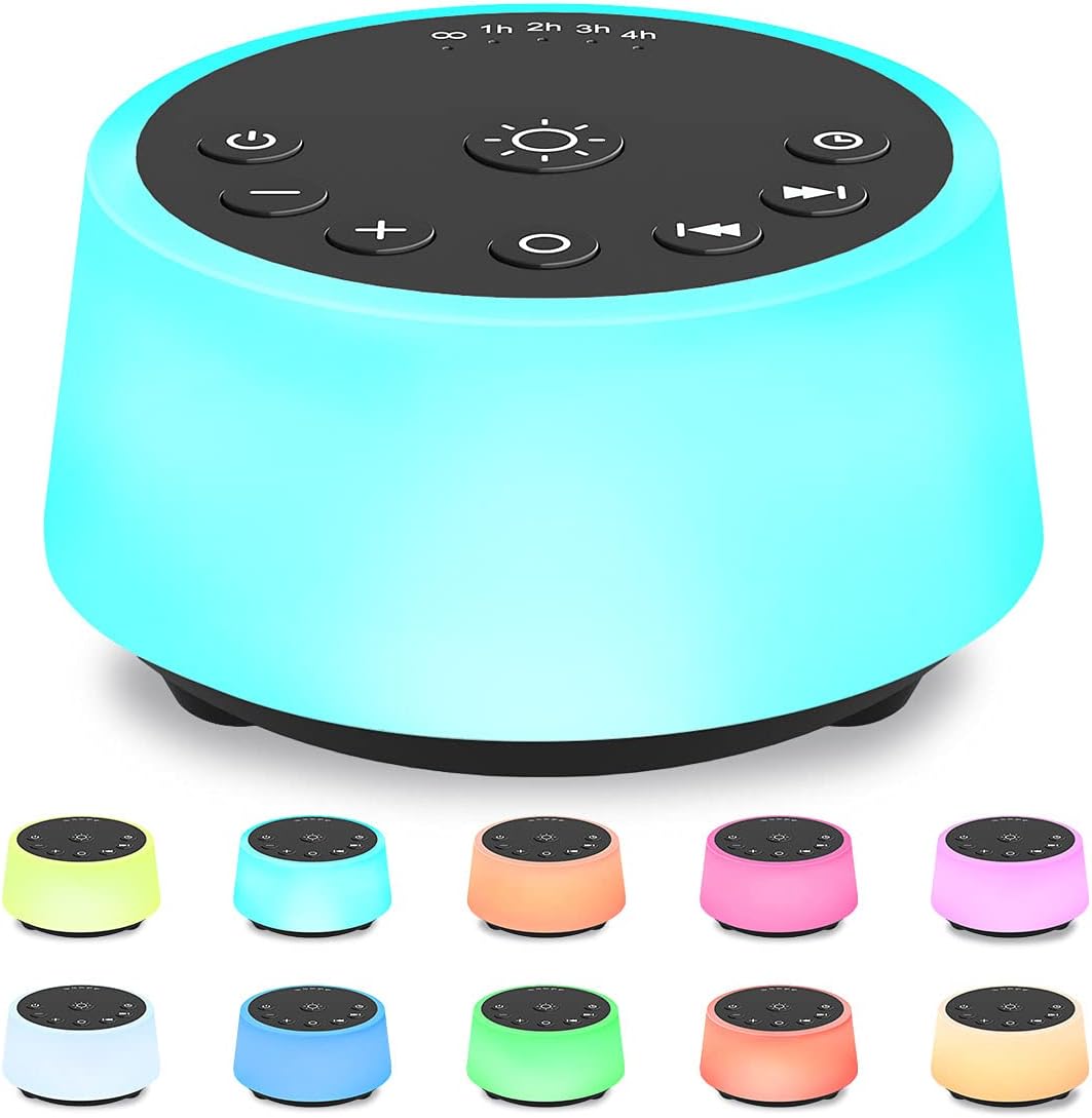 Color Noise Sound Machines with 10 Colors Night Light 25 Soothing Sounds and Sleep White Noise Machine