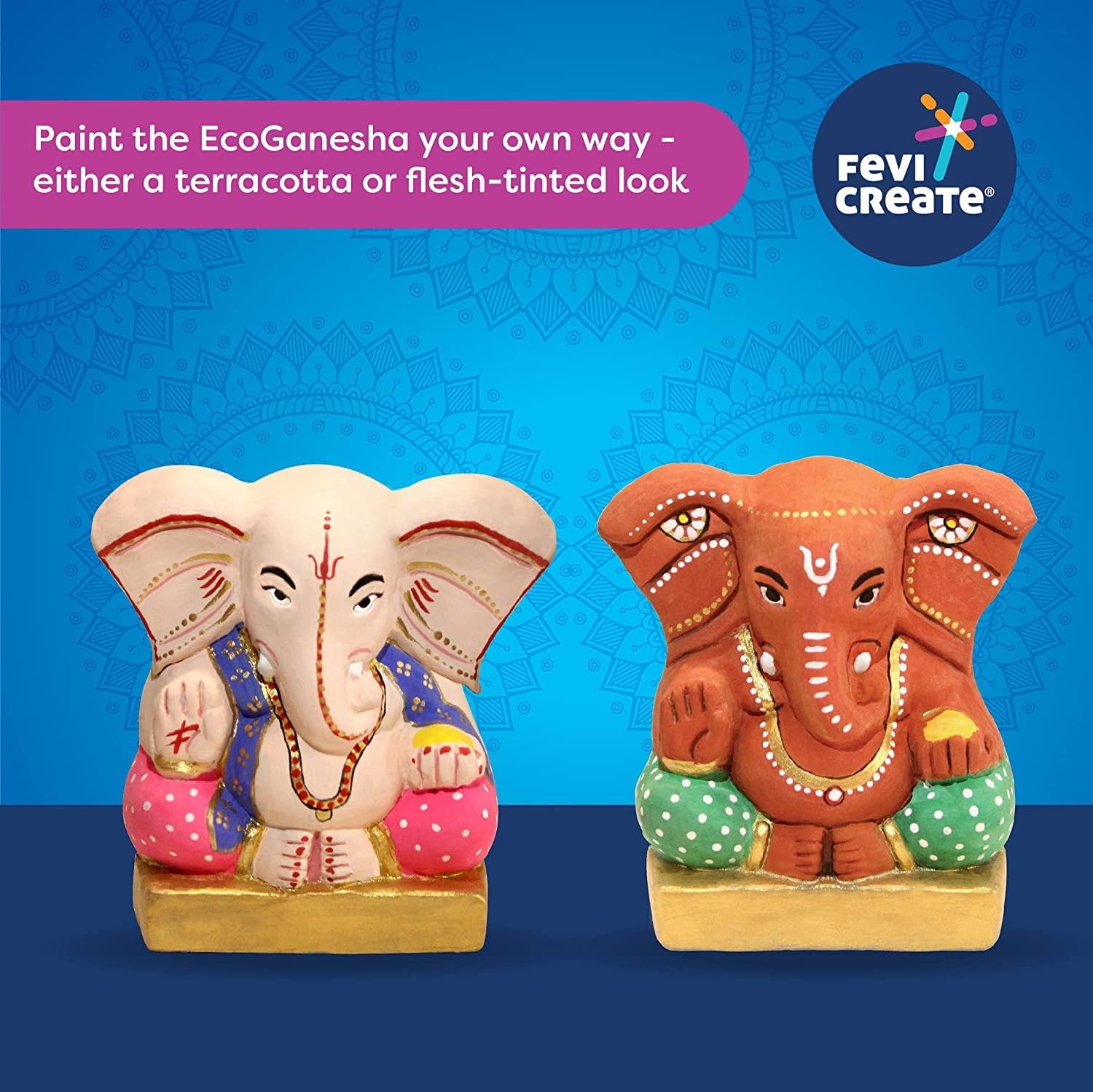 Pidilite Fevicreate Eco-Friendly DIY Art & Craft Ganesha Kit, Contains Murti Made up of Water-Soluble Natural Clay, Fevicol MR, Rangeela Tempera Colours | Best Gift for Kids Boys & Girls 8 Years+