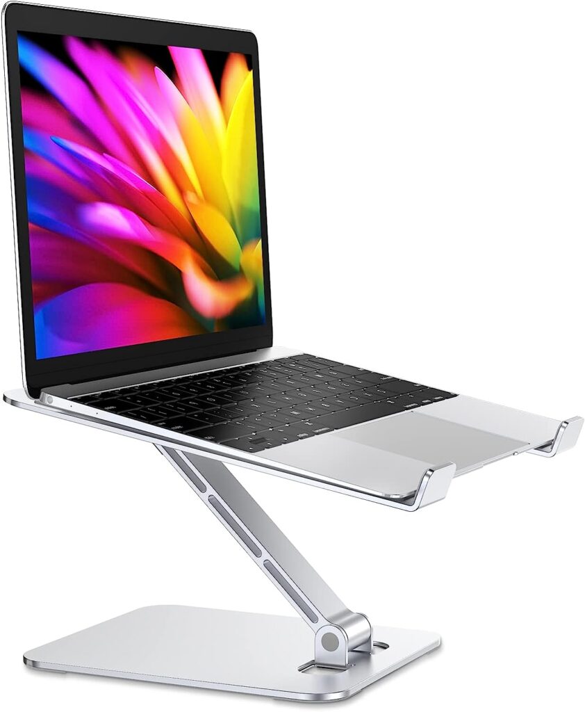RIWUCT Foldable Laptop Stand, Height Adjustable Ergonomic Computer Stand for Desk, Aluminum Portable Laptop Riser Holder Mount Compatible with MacBook Pro Air, All Notebooks 10-16